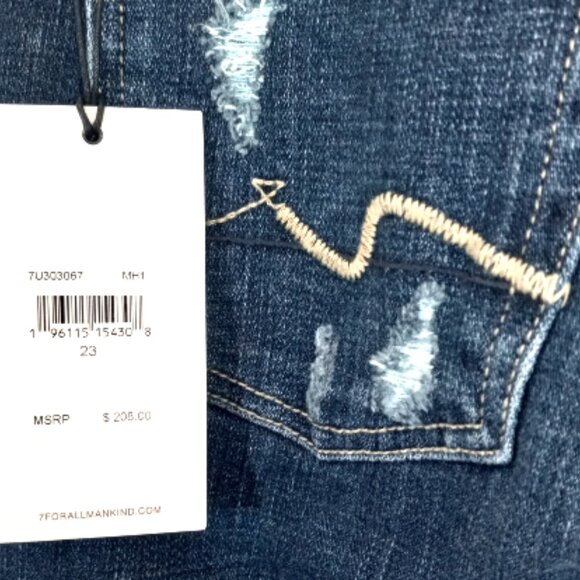 7 For All Mankind Josefina Skinny Jeans Sz 23 (24x27) NWT Button Fly Blue Denim - Picture 8 of 13